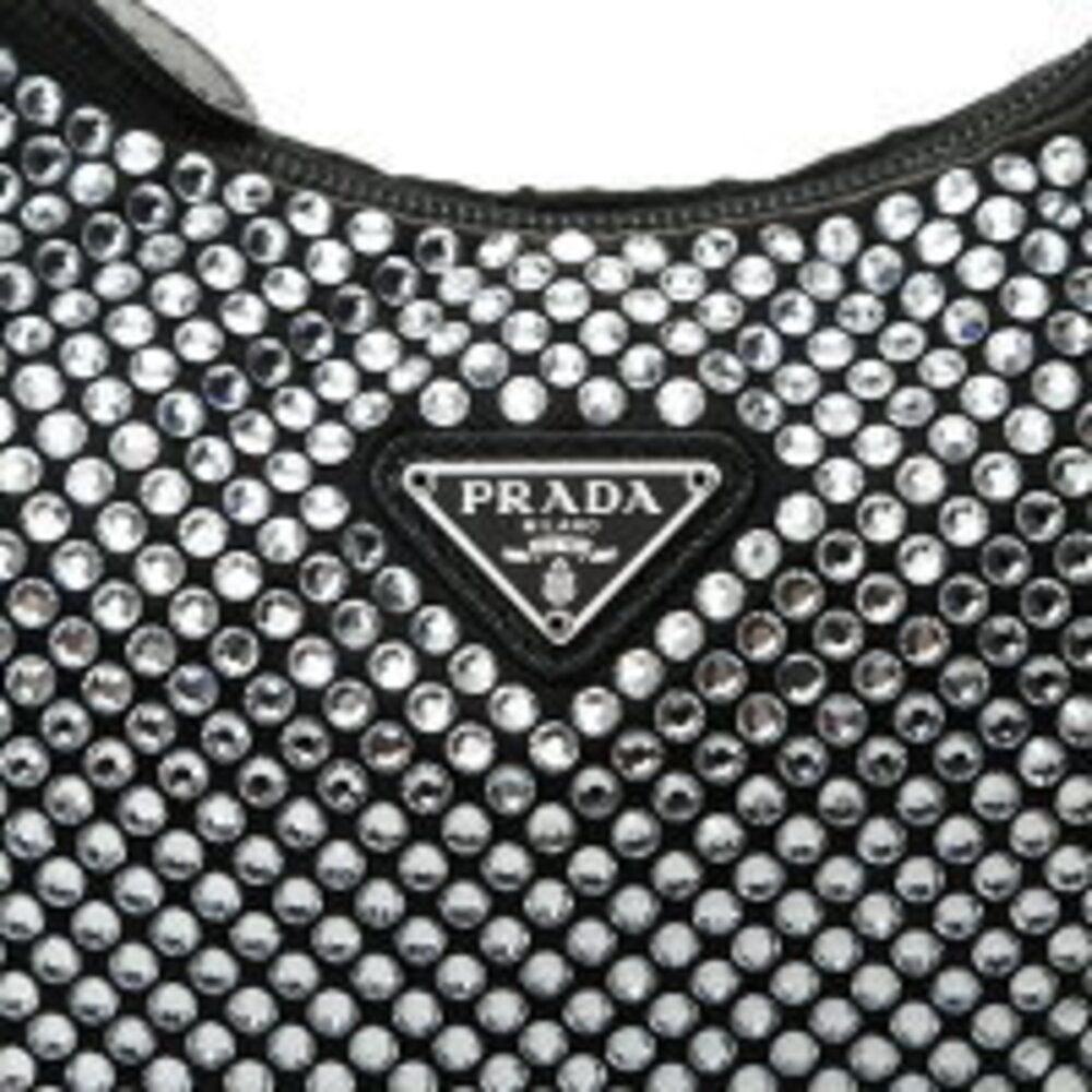 Prada Crystal Satin Hobo Bag Shoulder Black - Picture 8 of 13